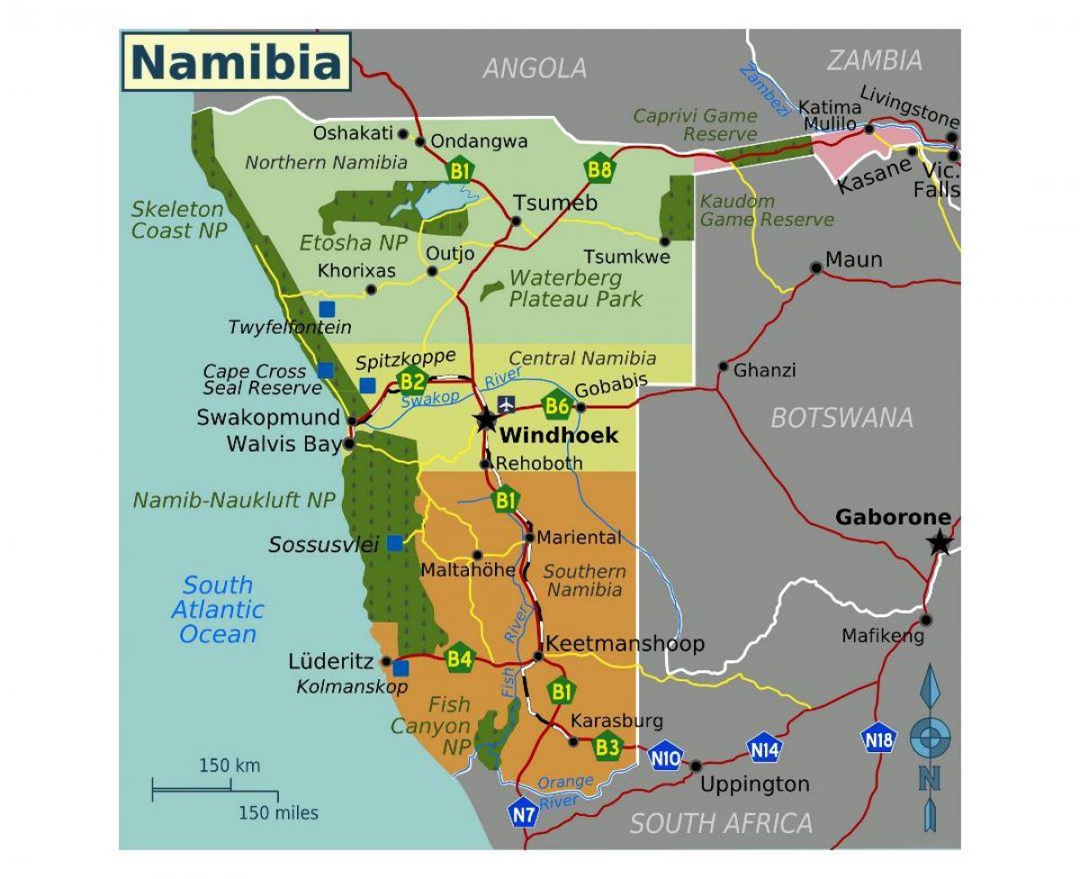 Karte ziemeļu Namībijā 